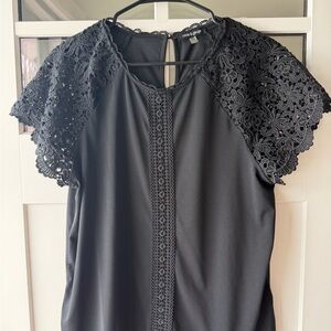Charter Club Black Lace Sleeve Blouse